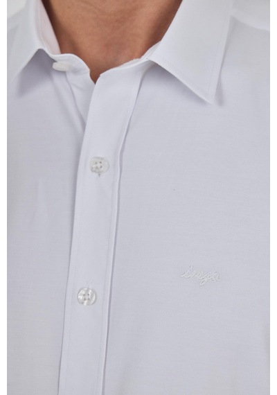 İmza Uzun Kol Düz Bez Ayağı Sert Yaka Cepsiz Pamuklu Classic Slim Fit Gömlek 1004250195 Beyaz
