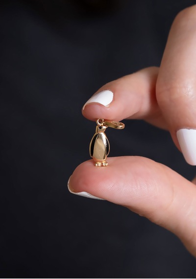 14 Ayar Altın Minimal Penguen Kolye Ucu Sarı Altın