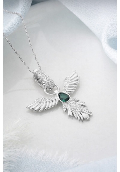 Çekirdekjewelry 925 Ayar Gümüş Rodyum Kaplama Zümrüdüanka Kolye Gri