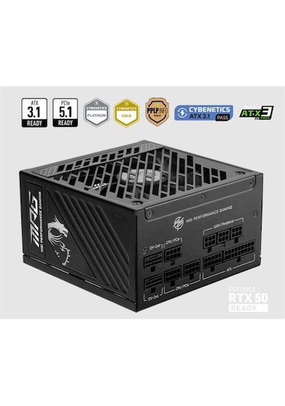 Msı Psu Mpg A1250gs Pcıe5 1250w 80+ Gold Atx 3.1 Pcıe 5.1 2x 12v-2x6 Power Supply