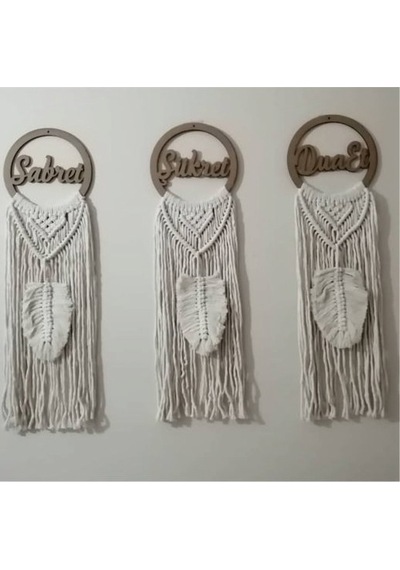 Sabret Şükret Dua Et Kasnak-Çember-Makrome Isimlik