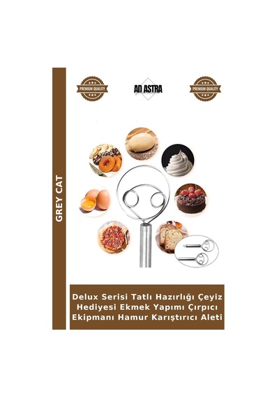 Delux Serisi Tatlı Hazırlığı Çeyiz Hediyesi Ekmek Yapımı Çırpıcı Ekipmanı Hamur Karıştırıcı Aleti Çelik