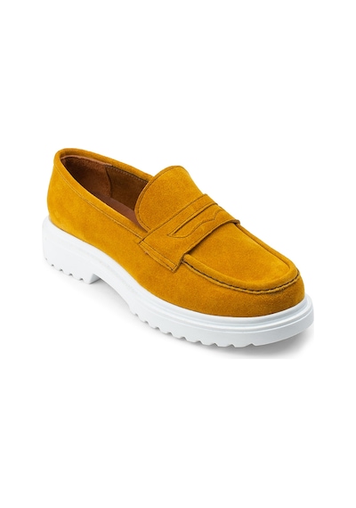 Deery Hakiki Süet Sarı Loafer Kadın Ayakkabı - 01903zsrıp01 Sarı