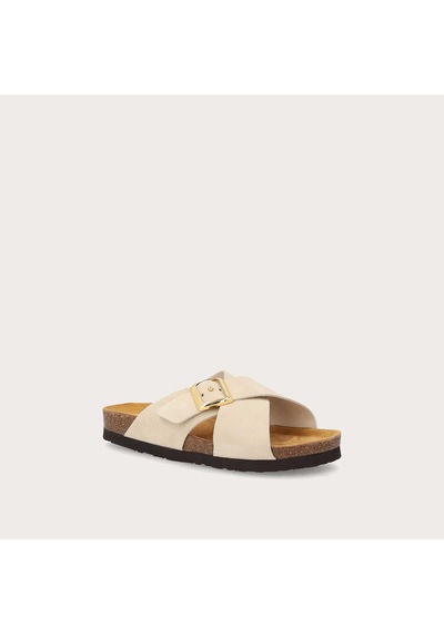 Cappucino Terlik Kadın 17b3 Frau Velour-s Suede Crossover-strap Slıders Kahverengi