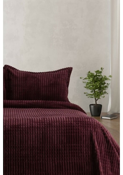 Merinos 3 Parça Yatak Örtüsü Mürdüm