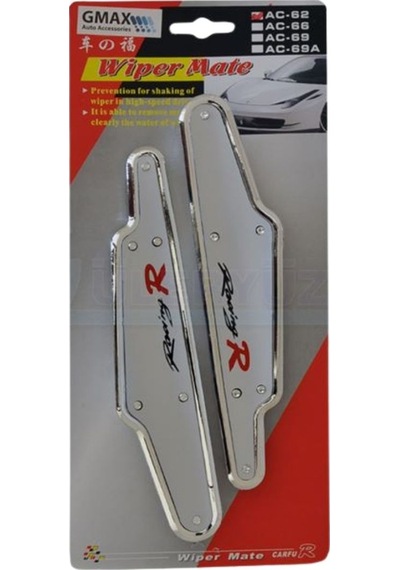 Silecek Rüzgarlığı Racing R Yazılı Üniversal Sportif Sessiz Aerodinamik Tasarım Gri Silver Krom Renk 1 Takım