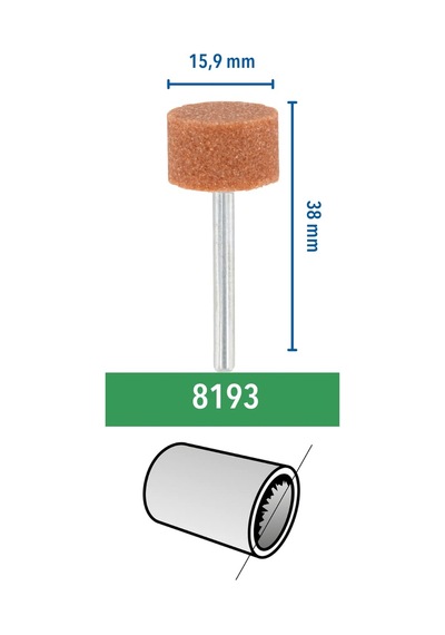 Dremel 8193 Alüminyum Oksit Taşlama Taşı, En Büyük Çaplı, Silindirik Biçimli, 15,9 Mm, 2'li