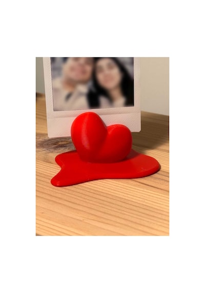 Erimiş Kalp Figürlü 3d Baskılı Polaroid Fotoğraf Standı - Romantik Fikri Kırmızı 2 adet