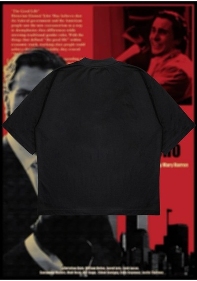 Startmore American Psycho Baskılı Oversize Unisex Pamuklu Nefes Alan Kalın Kumaşlı Siyah