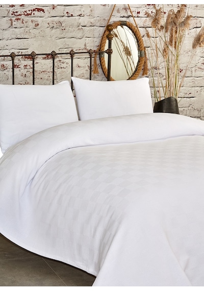 Komfort Home Tek Kişilik Dama Desen %100 Pamuk Pike / Beyaz