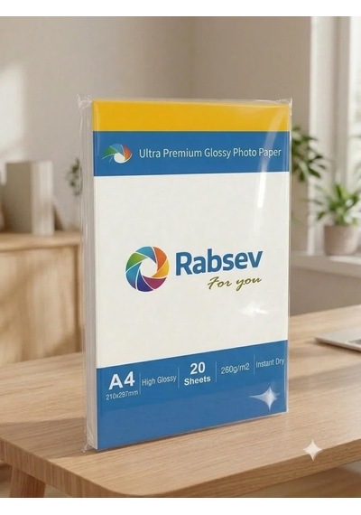 Lexroo Rabsev Ultra Premium Parlak Fotoğraf Kağıdı, A4, 260g/m2, Hızlı Kuruyan, 20 Yaprak