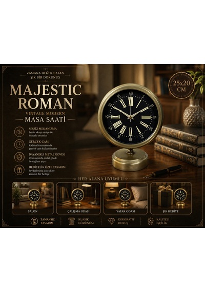 Time Art 25 X 20 Eskitme Metal Masa Saati