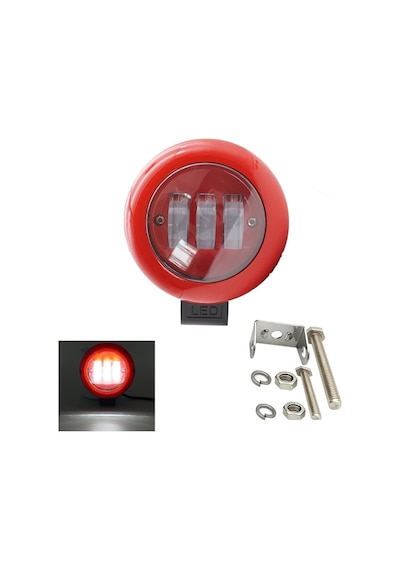 Sis Lambası Yuvarlak Off Road Spot 3 Led Kırmızı Çerçeveli