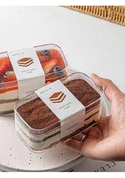 Kristal Mika Şeffaf Dikdörtgen Tatlı Ve Tiramisu Kabı-kapaklı 280cc 10 Adet Diğer