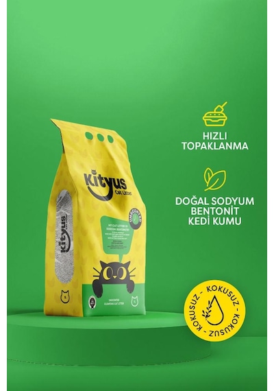 Kityus Hassas Kediler Için Tozsuz,topaklanan, Kokusuz Bentonit Kedi Kumu 5lt