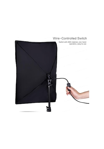 Rabsev Softbox 50x70Cm Sürekli Işık Seti 2 Metre Ayaklı 3'lü E27 Duylu Ürün Fotoğraf Çekim Işığı