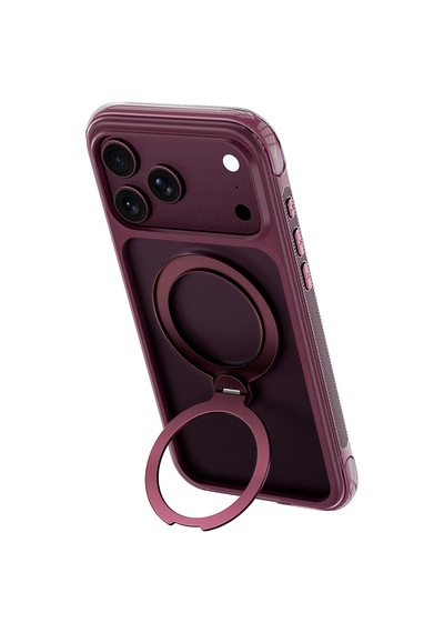 Apple iPhone Uyumlu 18 Pro Kılıf Wiwu As-203 Aeroshield Ultra Serisi M-safeli Airbag Standlı Kapak Bordo