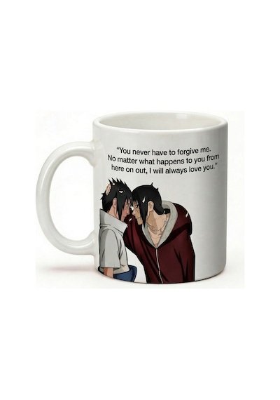 Itachi Sasuke Baskılı Seramik Hediye Kupa Bardak Kişiye Özel Kişiselleştirilebilir Anime Çok Renkli