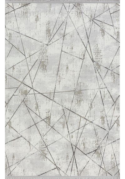 Tokyo 1703 Gri Halı Antrasit Detaylı Geometrik Desen Modern Akrilik Halı Kaymaz Taban Tozuaz-855 Gri
