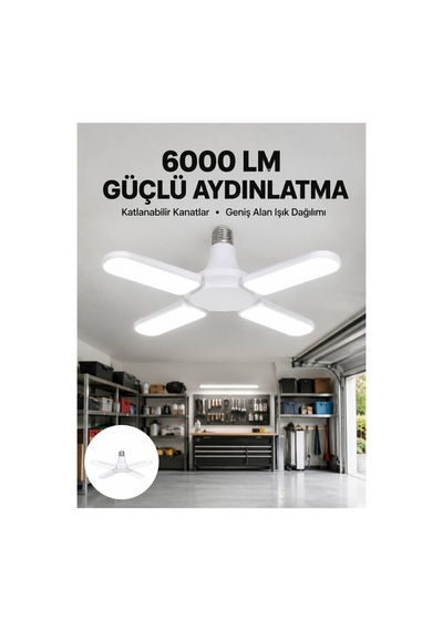 Enerji Tasarruflu Led Ampül 60 Watt 4 Kollu Beyaz Işık Yeni Nesil - Hs08375682-4250 Renkli Renkli