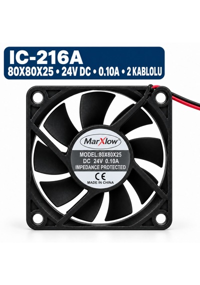 Marxlow 80x80x25 Mm 24v Dc 0.10a 2 Kablolu Soğutma Fanı