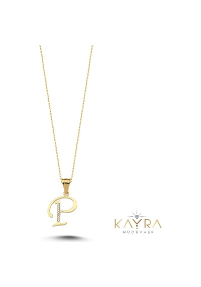 Kayra Mücevher P Harfi Altın Kolye Bm37