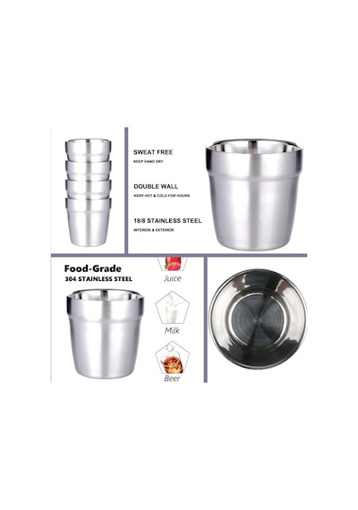 Omeniv 260ml Çift Duvarlı (Double Wall) 304 Çelik Kahve Fincanı