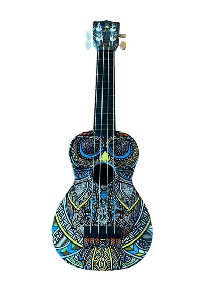 Soprano Ukulele Tribal Baykuş Desen Kapak