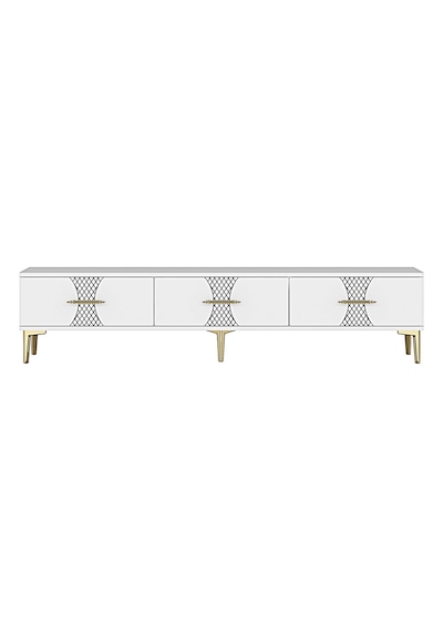 Tsa1832dbg Slim Tv Stand, Tv Sehpası Safirmeşe-beyaz-gold 180cm