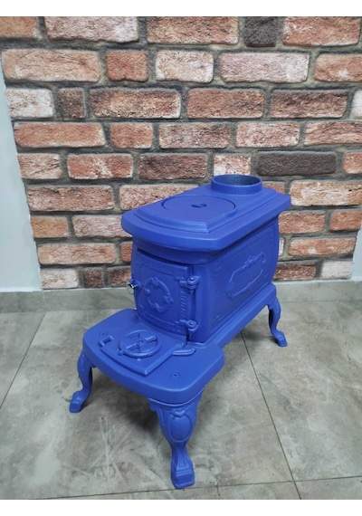 Flame Stove Fs-059m Nostalji Soba Mavi Renkli Komple Pik Döküm
