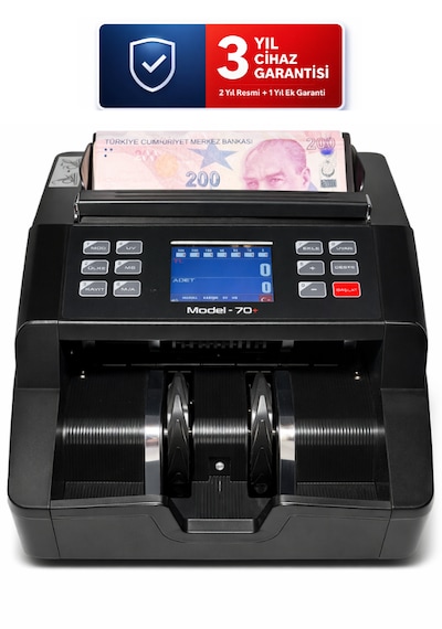 Sesli Karışık Para Sayma Makinesi Mıx 70+ Siyah Tl - Euro Karışık Sayım, Dolar Adet Sayım