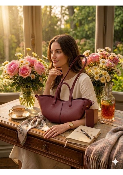 Housebags Valentina Kadın Fermuarlı + Cüzdan Charm El Ve Omuz Çantası Bordo