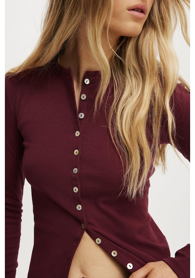 Madmext Bordo Slim Fit Düğmeli Kadın Hırka Mg2580 Bordo
