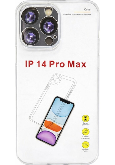 Apple Uyumlu iPhone 14 Pro Max Uyumlu Şeffaf Silikon Telefon Kılıfı Kamera Korumalı Darbe Emici Şeffaf Kılıf
