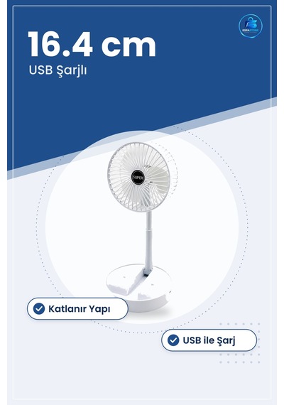 Usb Şarjlı Katlanır Masaüstü Vantilatör 16.4 Cm Taşınabilir Ayarl