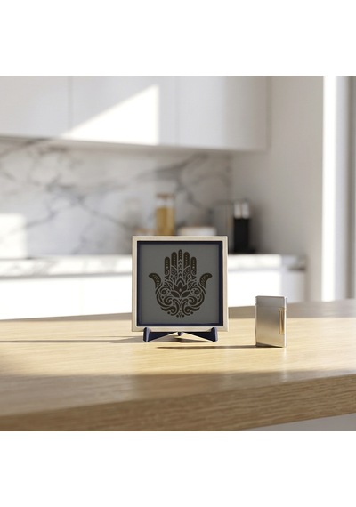 Minimalist Hamsa Motifli Modern Dekoratif Obje, Yaşam Alanınıza Vizyon Katan Estetik Hatıra 10x10 Cm