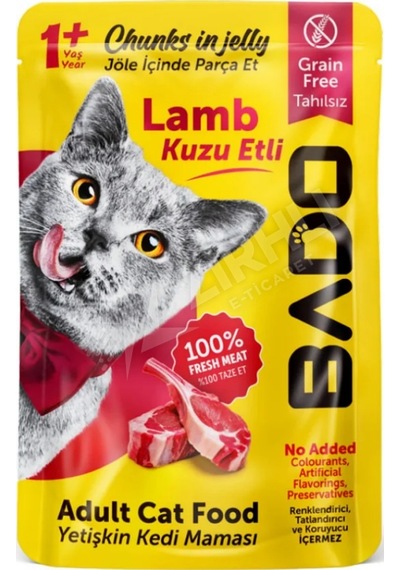5 Adet Bado Yetişkin Kedi Yaş Mama Kuzu Etli 85 Gr