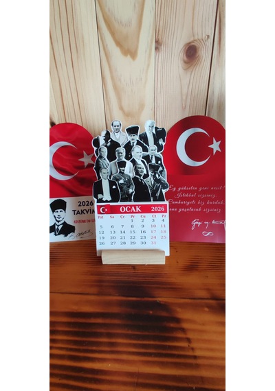 2026 Atatürk Takvimi Ahşap Ayaklı Atatürk Temalı