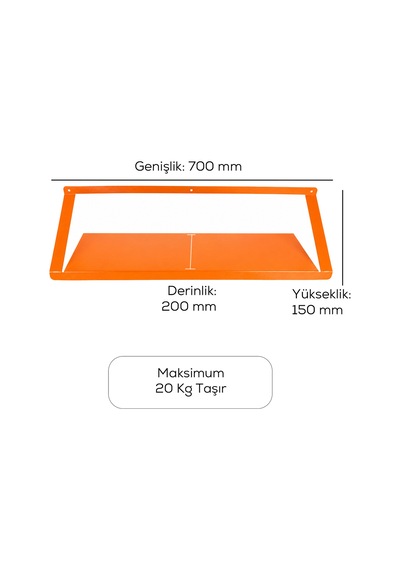 Alfafonet Ziglat 150 Serisi Endüstriyel Duvar Tipi Raf 700x200x150 Mm Turuncu 20 Kg Taşıma Kapasiteli