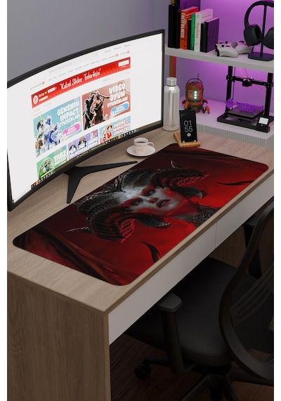 Diablo Kaymaz Dikişli Kauçuk Oyuncu Mousepad V3 - 90x40 Xxl Gaming Mouse Pad Fare Altlığı