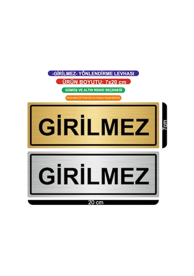 Girilmez Yönlendirme Levhası 7X20Cm Metal Ürün