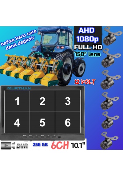 Ahd 1080p 10'' Dvr Monitör 6 Adet Ahd 1080p Kelebek Kamera Seti