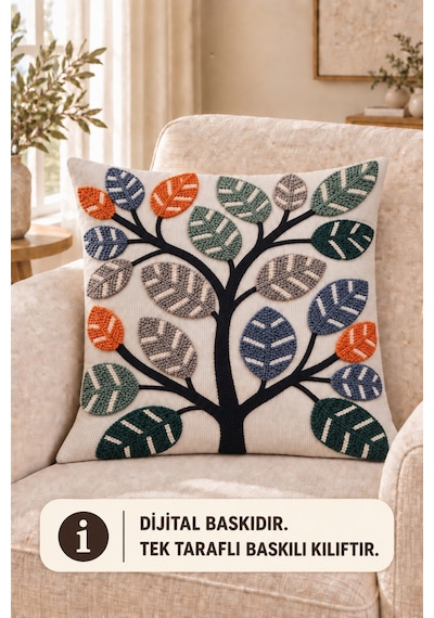 Dijital Baskılı Punch Nakış Desenli Dekoratif Kırlent Kılıfı 1 Adet Çok Renkli1 - 923374105 Çok Renkli1