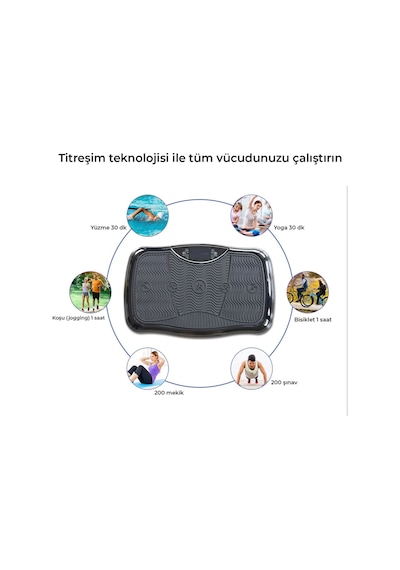 Vibro Vibration Plate Titreşimli Egzersiz Aleti Basen, Karın, Kol Ve Bacak Spor Cihazı Siyah