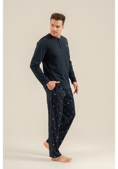 Arnetta Erkek Just Breathe Lacivert Uzun Kol Pijama Takım Ar3853-s-v1 Ar3853-s-v1
