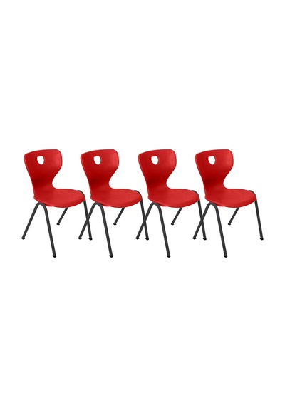 Monoblok Sandalye - Kırmızı - 4 Adet Çok Renkli