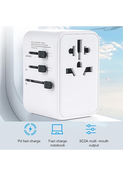 Ht-301 Çok Yönlü Seyahat Adaptörü 35 Watt Type-c 4 Çıkışlı Duvar
