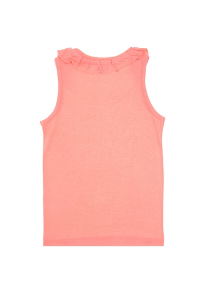 U.S. Polo Assn. Kız Çocuk Pembe Bisiklet Yaka Fırfır Detaylı Kolsuz Tişört 50306242-VR041