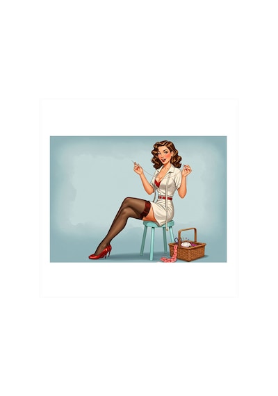 Pin-up Tarzı Kadın Modern Mdf Tablo