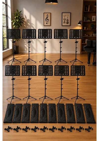 Lastvoice Nt-106-10x Makaslı 10'lu Tel Nota Sehpası Standı Toptan Paket